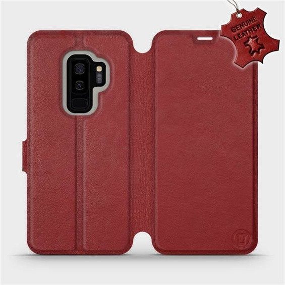Etui ze skóry naturalnej do Samsung Galaxy S9 Plus - wzór Dark Red Leather