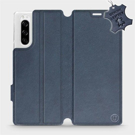 Etui ze skóry naturalnej do Sony Xperia 5 - wzór Blue Leather