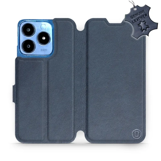 Etui ze skóry naturalnej do Realme C63 - wzór Blue Leather