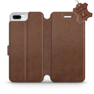 Etui ze skóry naturalnej do Apple iPhone 7 Plus - wzór Brown Leather