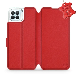 Etui ze skóry naturalnej do OPPO Reno 4 Lite - wzór Red Leather