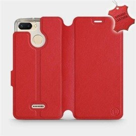 Etui ze skóry naturalnej do Xiaomi Redmi 6 - wzór Red Leather