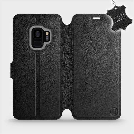 Etui ze skóry naturalnej do Samsung Galaxy S9 - wzór Black Leather