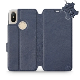 Etui ze skóry naturalnej do Xiaomi Mi A2 - wzór Blue Leather