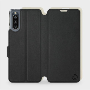 Etui Soft Touch do Sony Xperia 10 IV - wzór Satynowa czerń z platyną