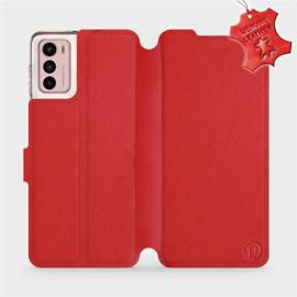 Etui ze skóry naturalnej do Motorola Moto G42 - wzór Red Leather