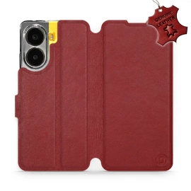 Etui ze skóry naturalnej do Xiaomi POCO X7 Pro - wzór Dark Red Leather