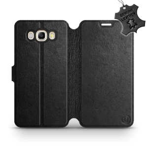 Etui ze skóry naturalnej do Samsung Galaxy J7 2016 - wzór Black Leather