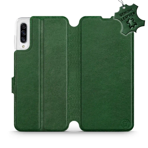 Etui ze skóry naturalnej do Samsung Galaxy A30s - wzór Green Leather