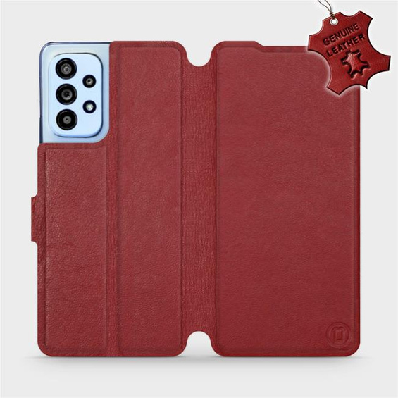Etui ze skóry naturalnej do Samsung Galaxy A53 5G - wzór Dark Red Leather