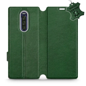 Etui ze skóry naturalnej do Sony Xperia 1 - wzór Green Leather