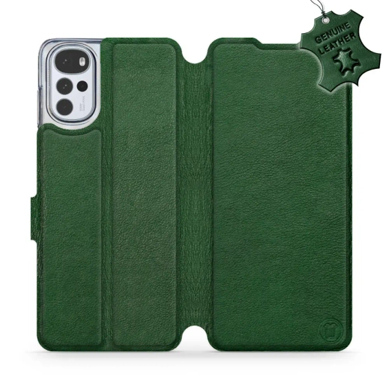 Etui ze skóry naturalnej do Motorola Moto G22 - wzór Green Leather
