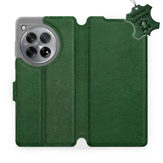 Etui ze skóry naturalnej do OnePlus 12R - wzór Green Leather