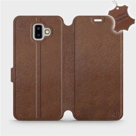 Etui ze skóry naturalnej do Samsung Galaxy J6 Plus 2018 - wzór Brown Leather