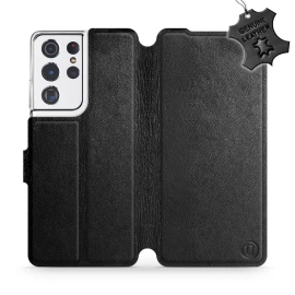 Etui ze skóry naturalnej do Samsung Galaxy S21 Ultra - wzór Black Leather