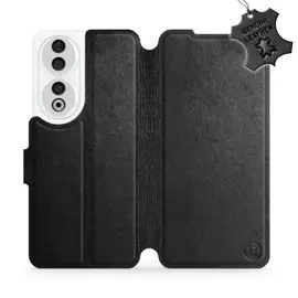 Etui ze skóry naturalnej do Huawei Honor 90 - wzór Black Leather