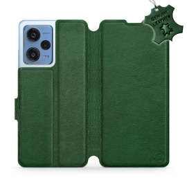 Etui ze skóry naturalnej do Xiaomi Redmi Note 12 Pro Plus 5G - wzór Green Leather