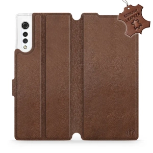 Etui ze skóry naturalnej do LG Velvet - wzór Brown Leather