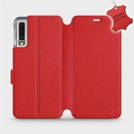 Etui ze skóry naturalnej do Samsung Galaxy A7 2018 - wzór Red Leather