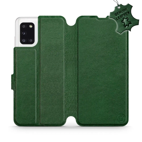 Etui ze skóry naturalnej do Samsung Galaxy A31 - wzór Green Leather