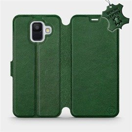 Etui ze skóry naturalnej do Samsung Galaxy A6 2018 - wzór Green Leather