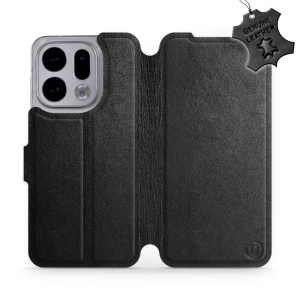 Etui ze skóry naturalnej do OPPO Find X9 - wzór Black Leather