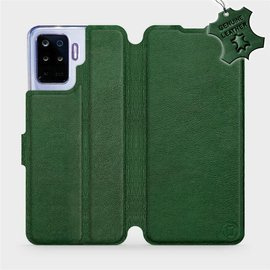 Etui ze skóry naturalnej do OPPO Reno 5 Lite - wzór Green Leather