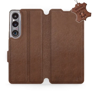 Etui ze skóry naturalnej do Sony Xperia 1 VI - wzór Brown Leather