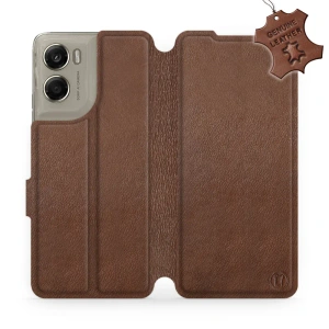 Etui ze skóry naturalnej do Motorola Moto G06 Power - wzór Brown Leather