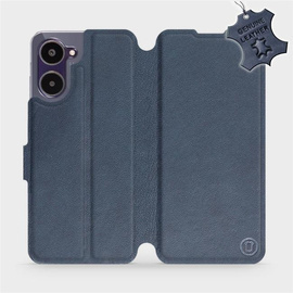 Etui ze skóry naturalnej do Realme 10 - wzór Blue Leather