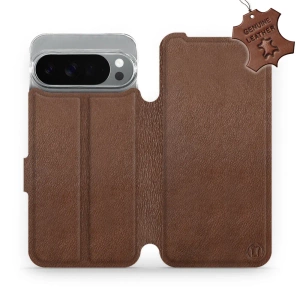 Etui ze skóry naturalnej do Google Pixel 10 Pro XL - wzór Brown Leather