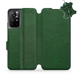 Etui ze skóry naturalnej do Xiaomi Redmi Note 11S 5G - wzór Green Leather