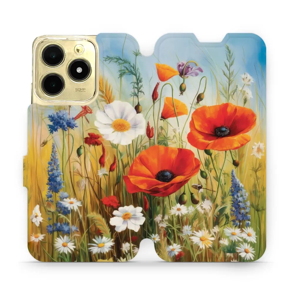 Mobiwear Book, Displayschutz, magnetischer Verschluss, Silikoneinlage, Schutz, Wiesenblumen