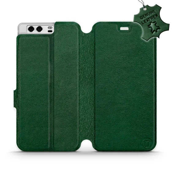 Etui ze skóry naturalnej do Huawei P10 - wzór Green Leather