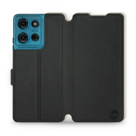 Etui Soft Touch do Motorola Moto G75 5G - wzór Satynowa czerń z platyną