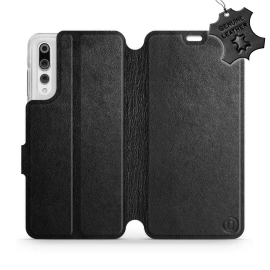 Etui ze skóry naturalnej do Huawei P20 Pro - wzór Black Leather