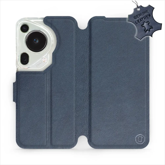 Etui ze skóry naturalnej do Huawei Pura 70 Ultra - wzór Blue Leather
