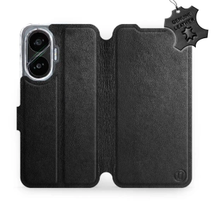 Etui ze skóry naturalnej do Xiaomi POCO F7 - wzór Black Leather