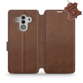 Etui ze skóry naturalnej do Huawei Mate 10 Pro - wzór Brown Leather