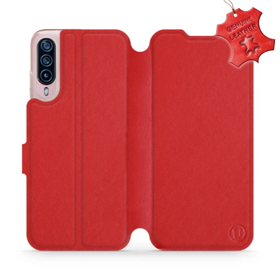 Etui ze skóry naturalnej do HTC Desire 22 Pro - wzór Red Leather