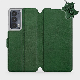 Etui ze skóry naturalnej do Motorola Edge 20 - wzór Green Leather