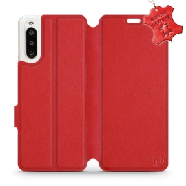 Etui ze skóry naturalnej do Sony Xperia 10 II - wzór Red Leather