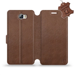Etui ze skóry naturalnej do Huawei Y5 II - wzór Brown Leather