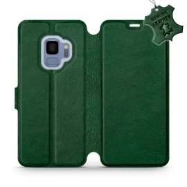 Etui ze skóry naturalnej do Samsung Galaxy S9 - wzór Green Leather