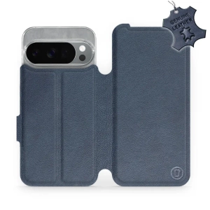 Etui ze skóry naturalnej do Google Pixel 10 Pro - wzór Blue Leather