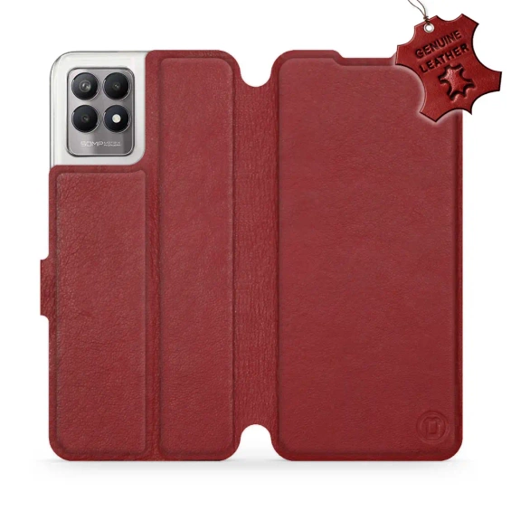 Etui ze skóry naturalnej do Realme Narzo 50 - wzór Dark Red Leather
