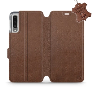 Etui ze skóry naturalnej do Samsung Galaxy A7 2018 - wzór Brown Leather