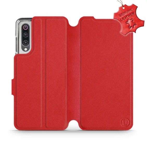Etui ze skóry naturalnej do Xiaomi Mi 9 - wzór Red Leather