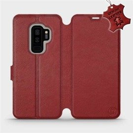 Etui ze skóry naturalnej do Samsung Galaxy S9 Plus - wzór Dark Red Leather