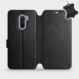 Etui ze skóry naturalnej do Xiaomi Pocophone F1 - wzór Black Leather